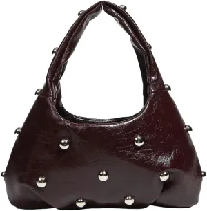 Punk Studded Shoulder Bag for Women – Metallic Mushroom Hobo Purse, Crossbody & Handheld Gothic Clutch