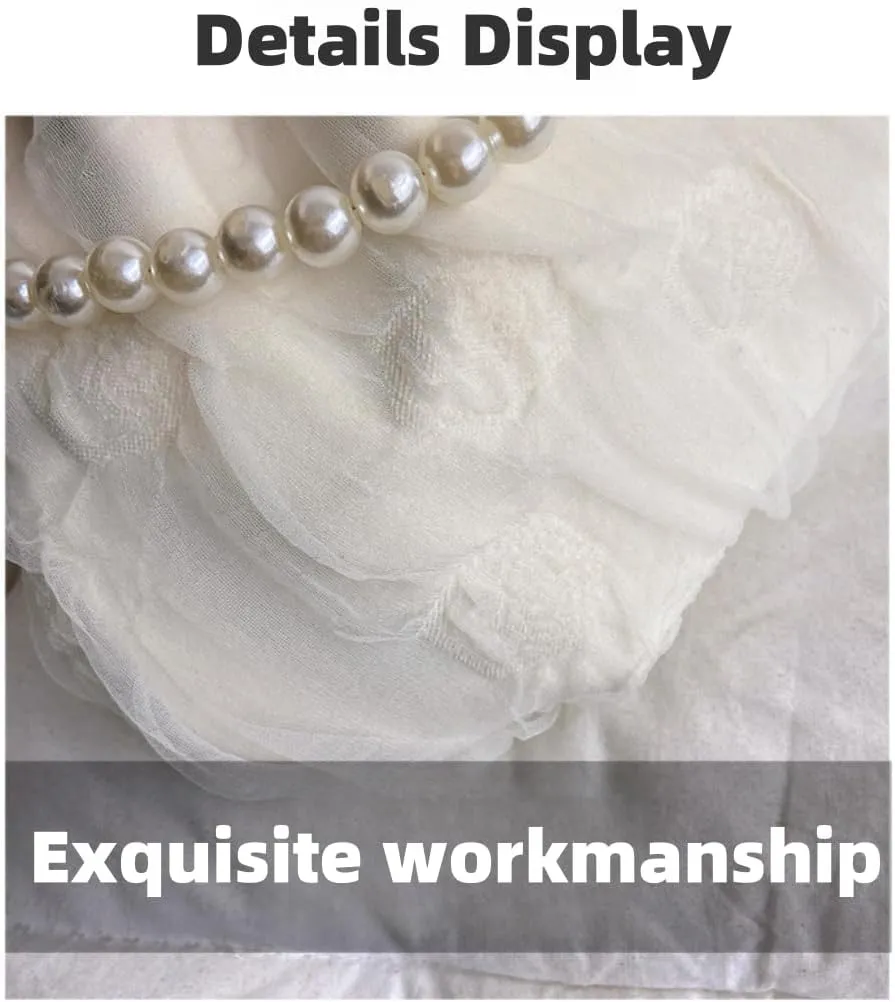 Pure White Pearl Handbag for Women - Elegant Mesh & Lace Mini Purse with Detachable Strap,Chic Crossbody