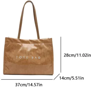 PVC Tote Bag for Women Letters Print Tote Bag Clear Plastic Handbag Large Kraft Paper Purse Hobo Handbag