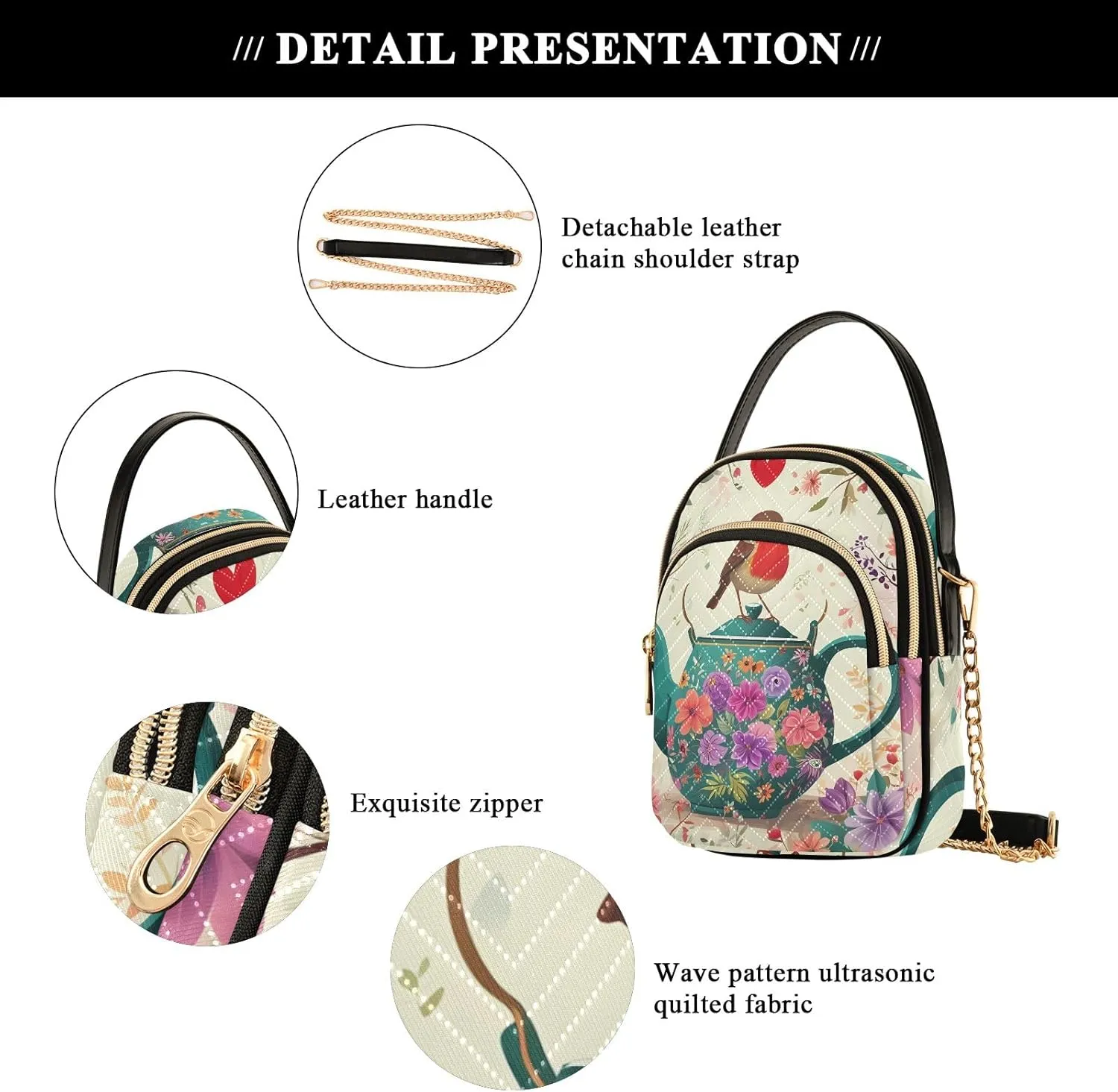 Quilted Crossbody Bag Small Shoulder Purse Women's Handbags Phone Purse with Chain