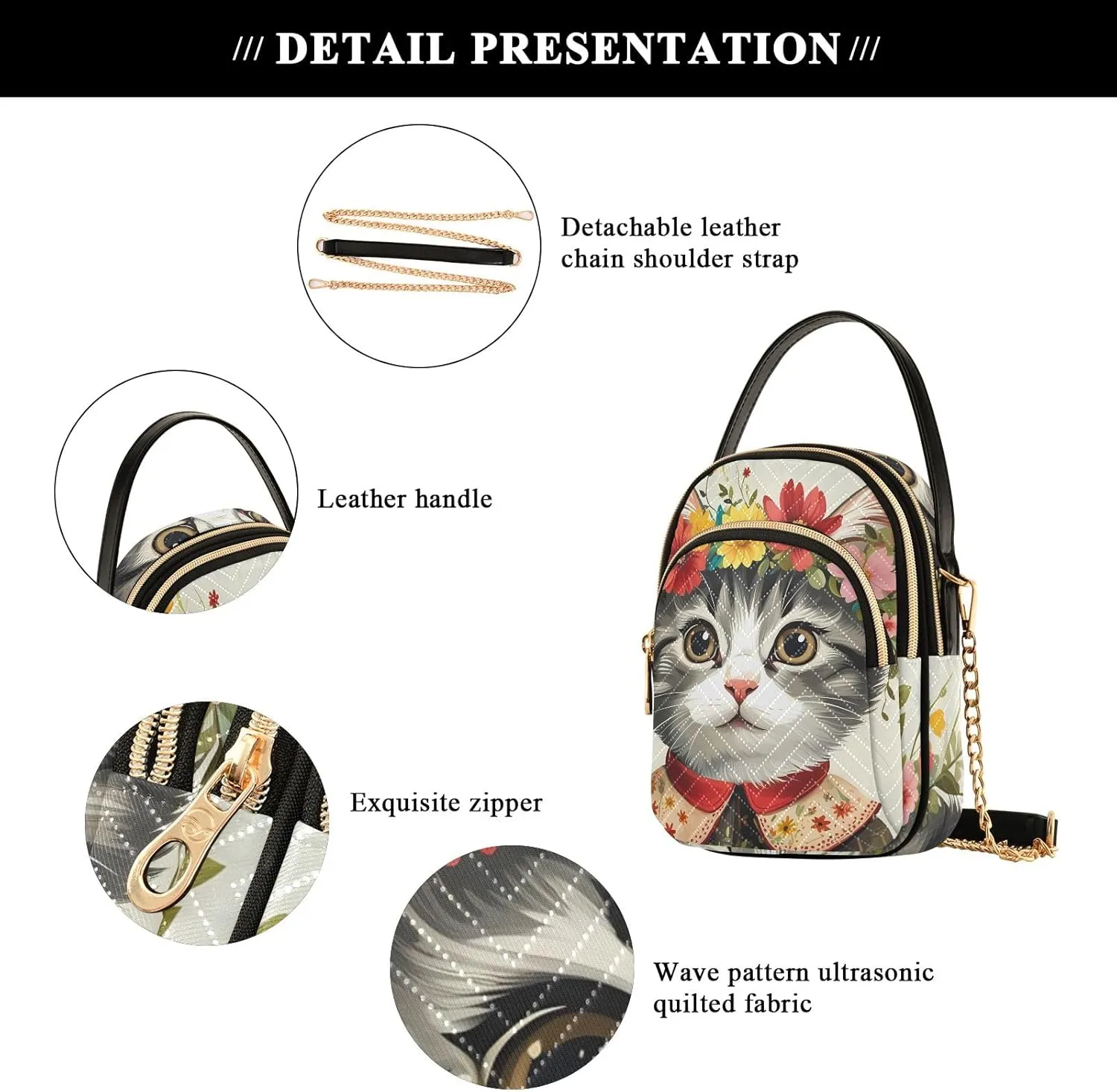 Quilted Crossbody Bag Small Shoulder Purse Women's Handbags Phone Purse with Chain