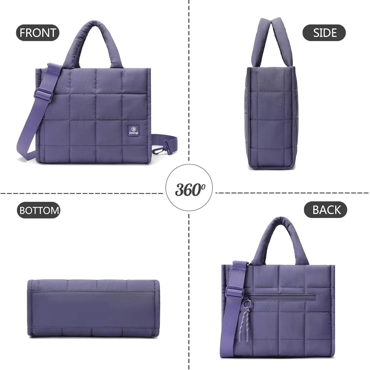 Quilted Crossbody Bags for Women - Small Tote Shoulder Puffer Weekender Overnight Handbag Organizer