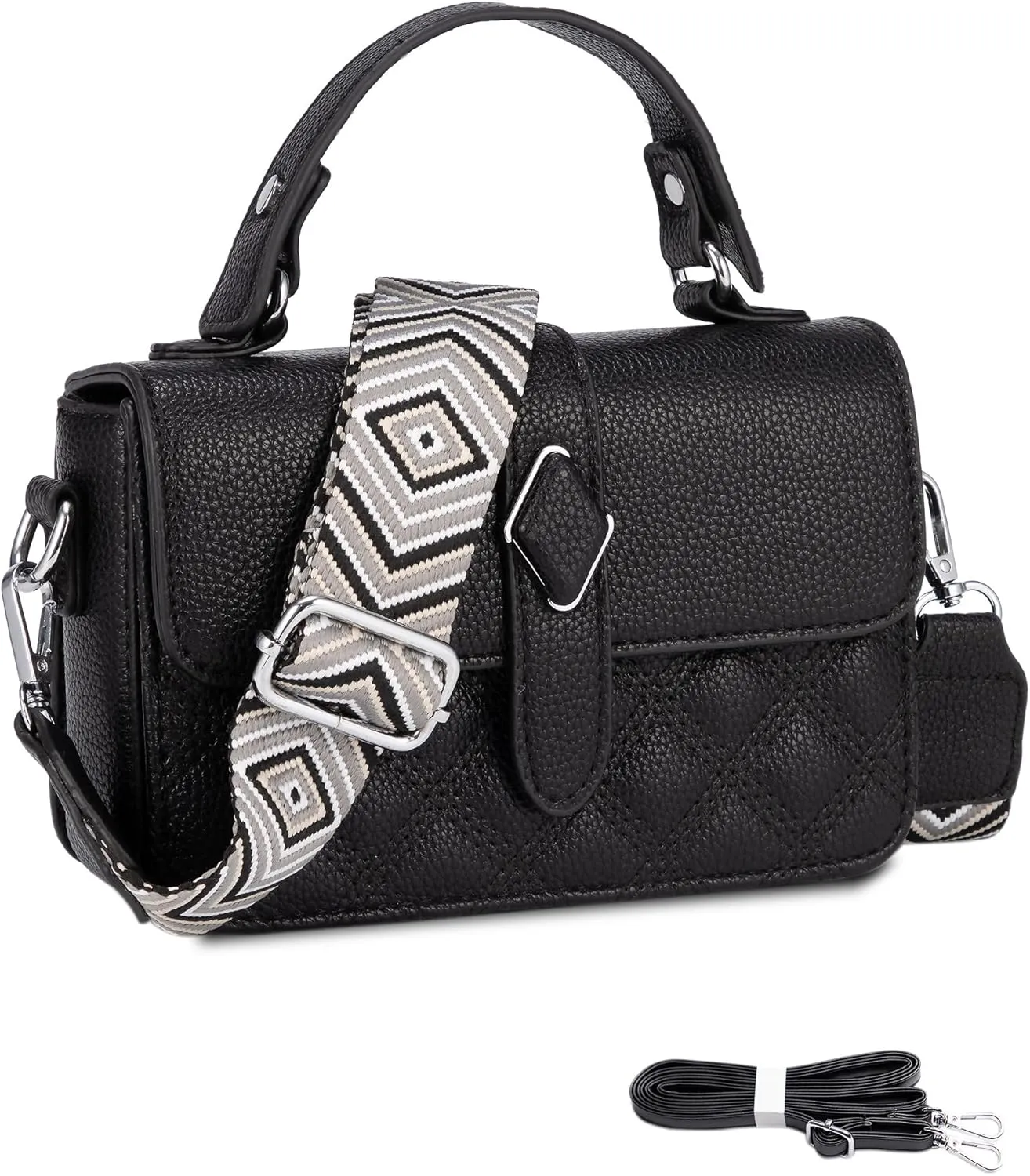 Quilted Crossbody Bags for Women Trendy Small Vegan Leather Wide Strap Cross Body Shoulder Handbags Purse 2025