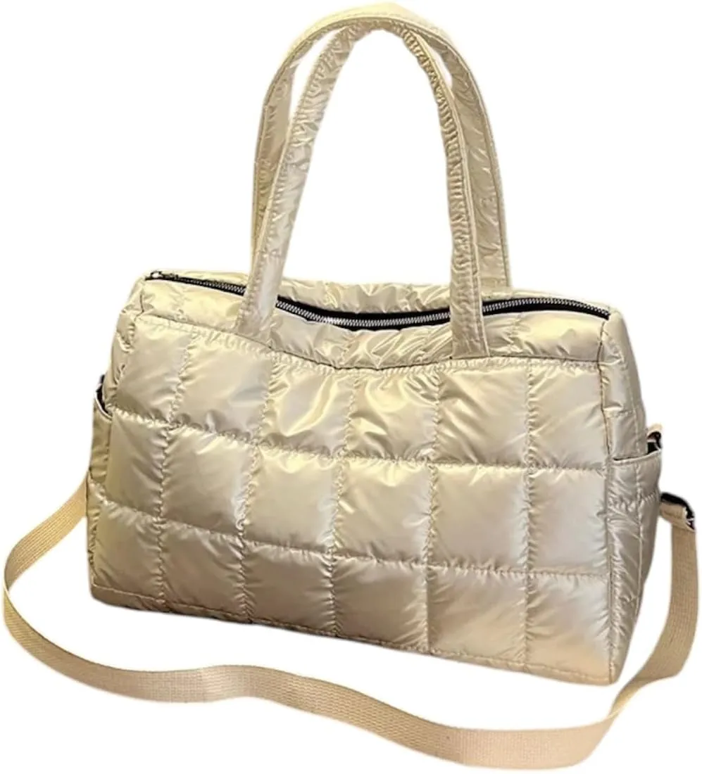 Quilted Lightweight Polyester Bag for Women – Versatile Travel Tote, Durable, Stylish Handbag for Work, Shopping & Daily Use