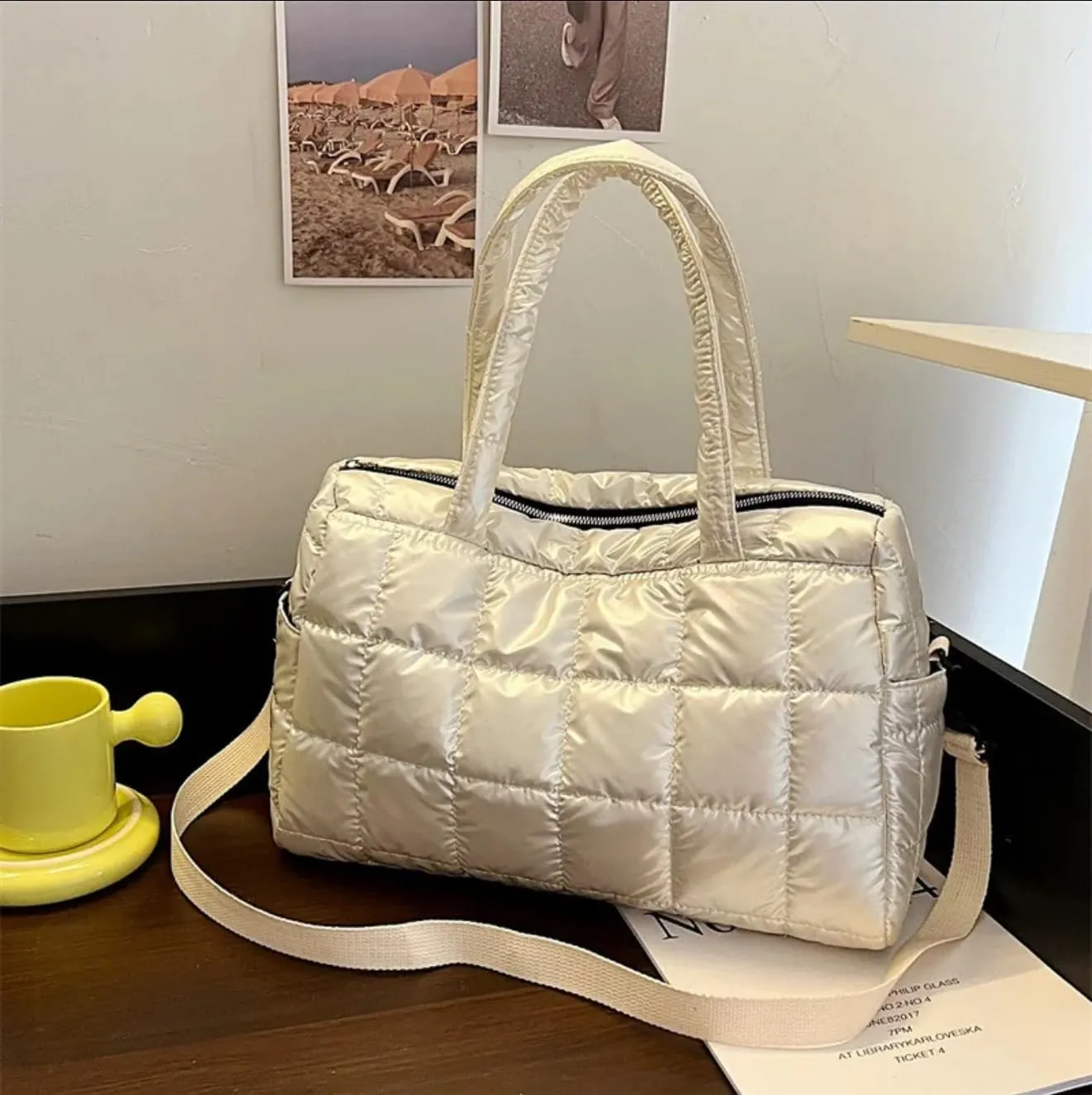 Quilted Lightweight Polyester Bag for Women – Versatile Travel Tote, Durable, Stylish Handbag for Work, Shopping & Daily Use