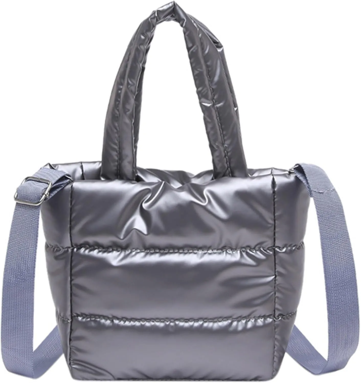 Quilted Metallic Lightweight Phone Crossbody Purse, Puffer Small Tote Bag Soft Padded Adjustable Strap, Women Shoulder Bag