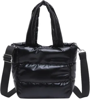 Quilted Metallic Lightweight Phone Crossbody Purse, Puffer Small Tote Bag Soft Padded Adjustable Strap, Women Shoulder Bag