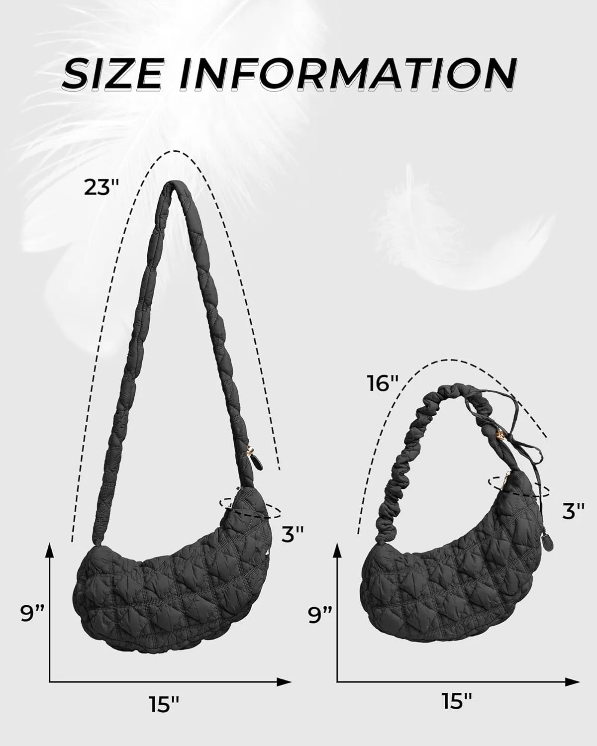 Quilted Puffer Shoulder Bag for Women Crossbody Bags Purse Handbag Carryall Adjustable Crescent Dumpling Sling Bag