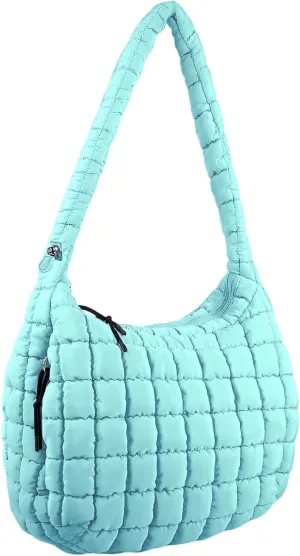 Quilted Puffer Tote Bag Large Crossbody Shoulder Bag Nylon Puffy Bubble Bag with Adjustable Shoulder Strap