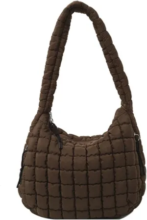 Quilted Puffer Tote Bags for Women Lightweight Quilted Padding Shoulder Bag Satchel Handbag Zip Puffer Bag Green