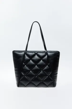 Quilted Shopper Bag - Black
