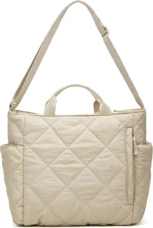 Quilted Tote Bag for Women Crossbody Bags Padding Shoulder Bag Puffer Tote Bag Nylon Satchel Top Handle Handbags Purse