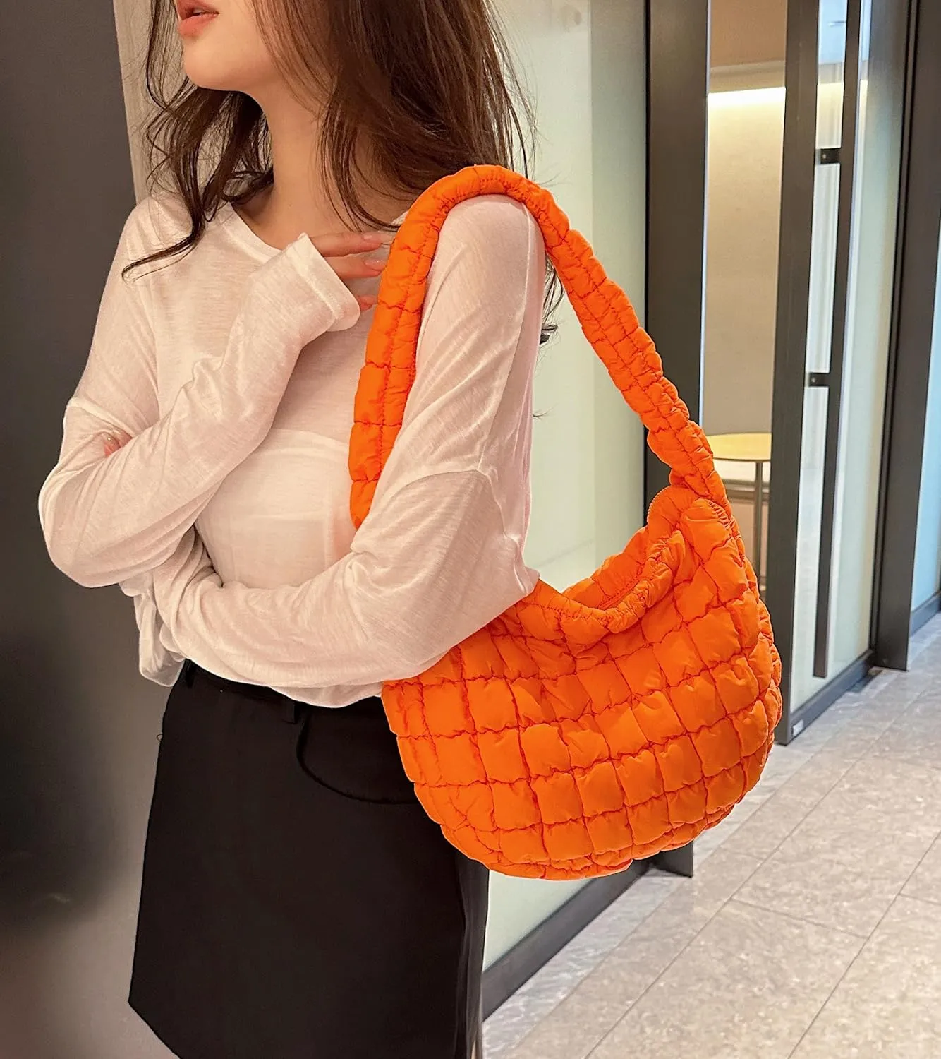 Quilted Tote Bag for Women Puffer Bag Lightweight Padding Shoulder Purse Hobo Bags Satchel Handbag Cloud Bags with Zip 2025