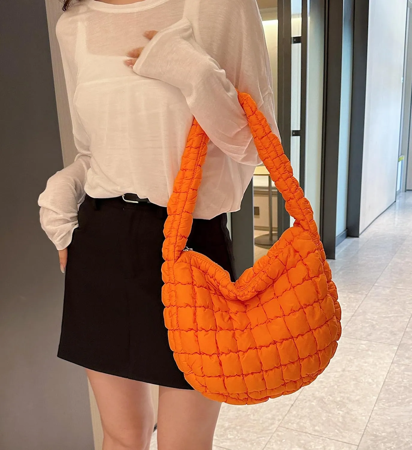 Quilted Tote Bag for Women Puffer Bag Lightweight Padding Shoulder Purse Hobo Bags Satchel Handbag Cloud Bags with Zip 2025