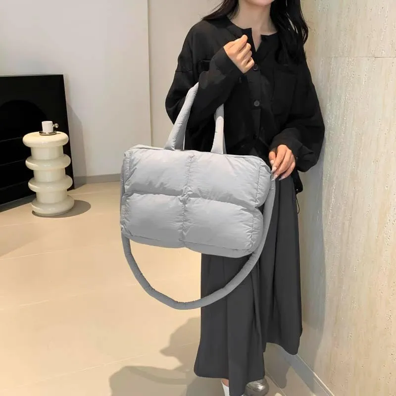Quilted Tote Bag For Women, Puffy Purse Crossbody Puffer Bags For Women, Movement Quilted Carryall For Cute Fashion Girl