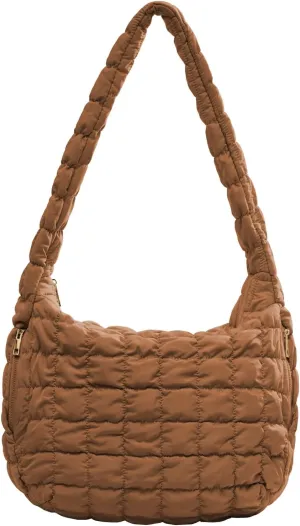 Quilted Tote Bag - Large Carryall Puffer Shoulder Bag With Lightweight Quilted Padding