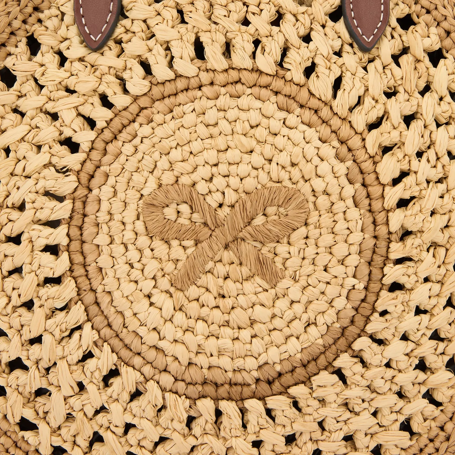 Raffia Small Round Bow Cross-body Tote