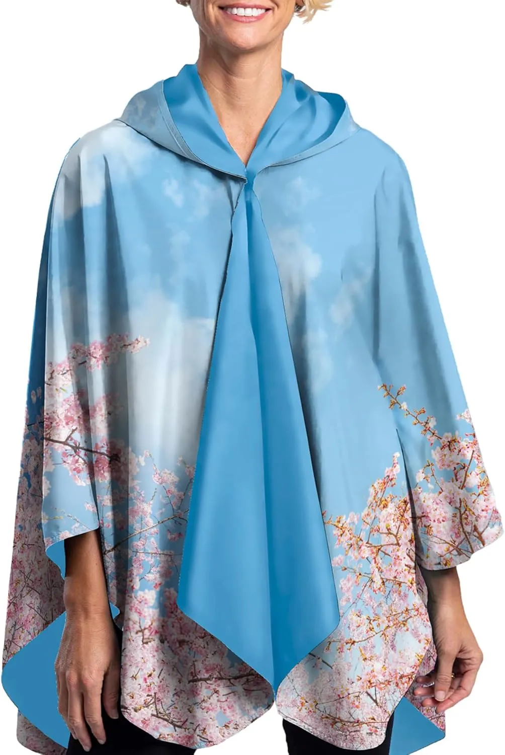 RainCaper Womens Rain Cape Poncho Coat Waterproof with Hood Reversible Fine Art