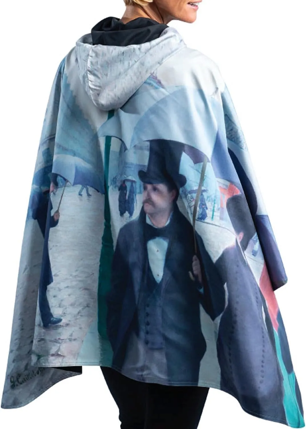 RainCaper Womens Rain Cape Poncho Coat Waterproof with Hood Reversible Fine Art