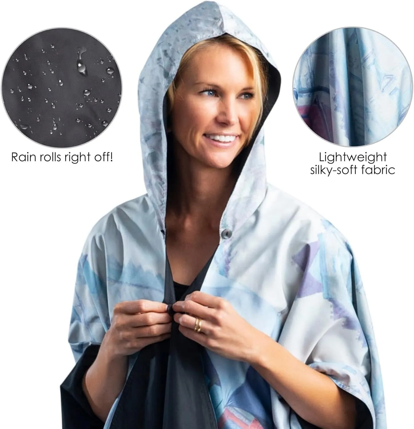 RainCaper Womens Rain Cape Poncho Coat Waterproof with Hood Reversible Fine Art