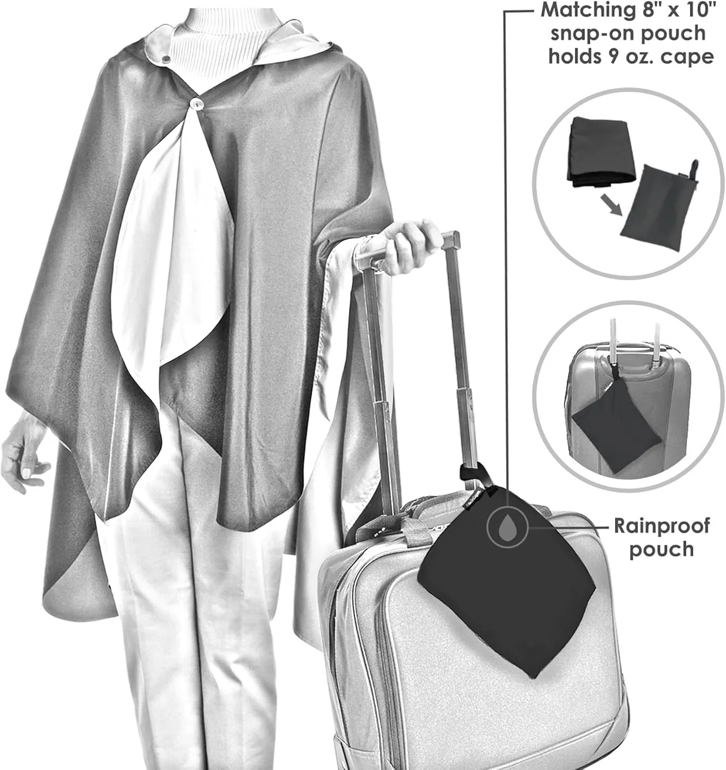 RainCaper Womens Rain Cape Poncho Coat Waterproof with Hood Reversible Fine Art