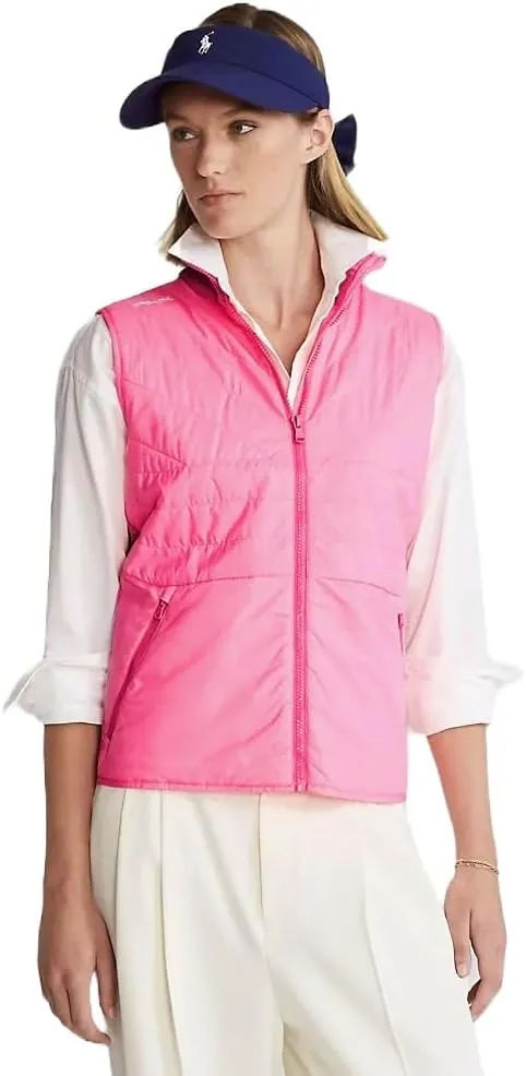 Ralph Lauren RLX Golf Women's Hybrid Mockneck Zip Vest, Neon Pink, 2XL