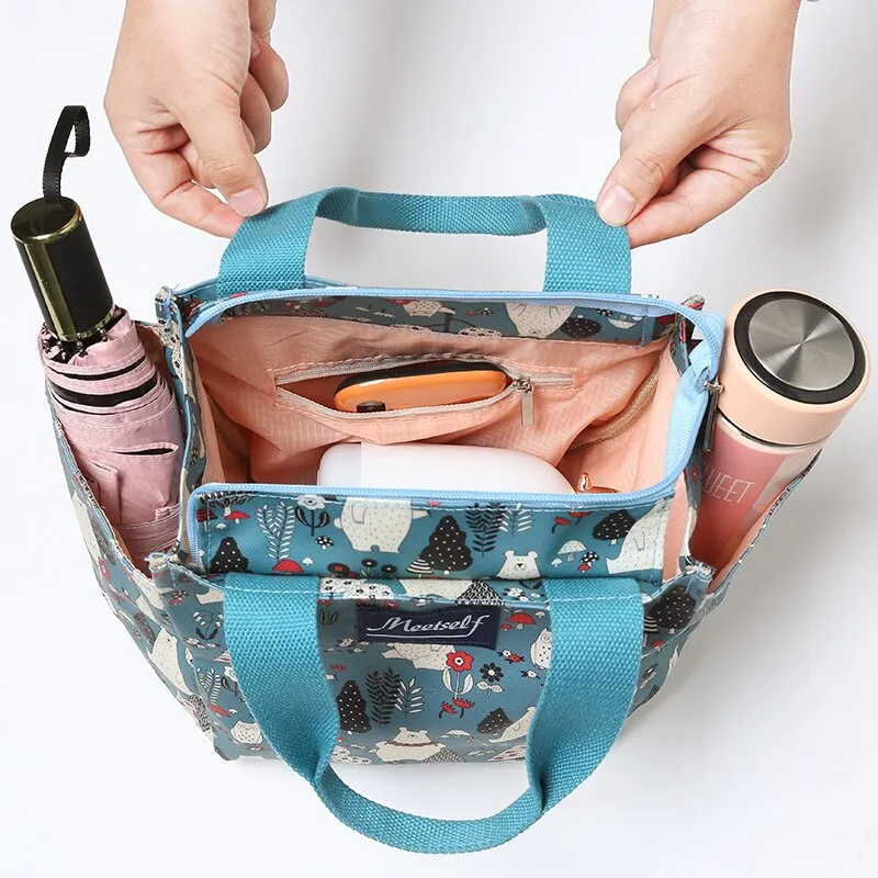 Realaiot Large Capacity Waterproof Bento Bags Camping Picnic Fruit Snack Thermal Pouchs Office Food Tote Kids School Insulated Lunchbox