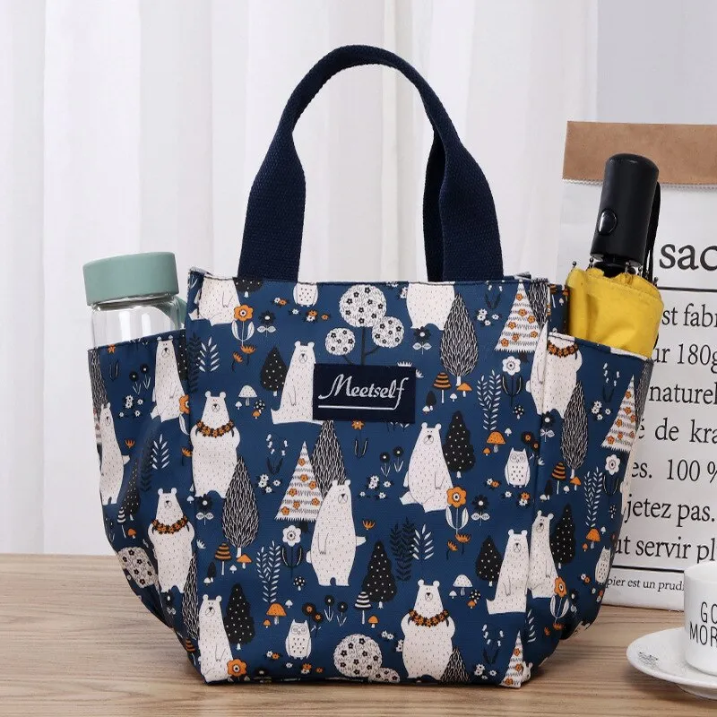 Realaiot Large Capacity Waterproof Bento Bags Camping Picnic Fruit Snack Thermal Pouchs Office Food Tote Kids School Insulated Lunchbox