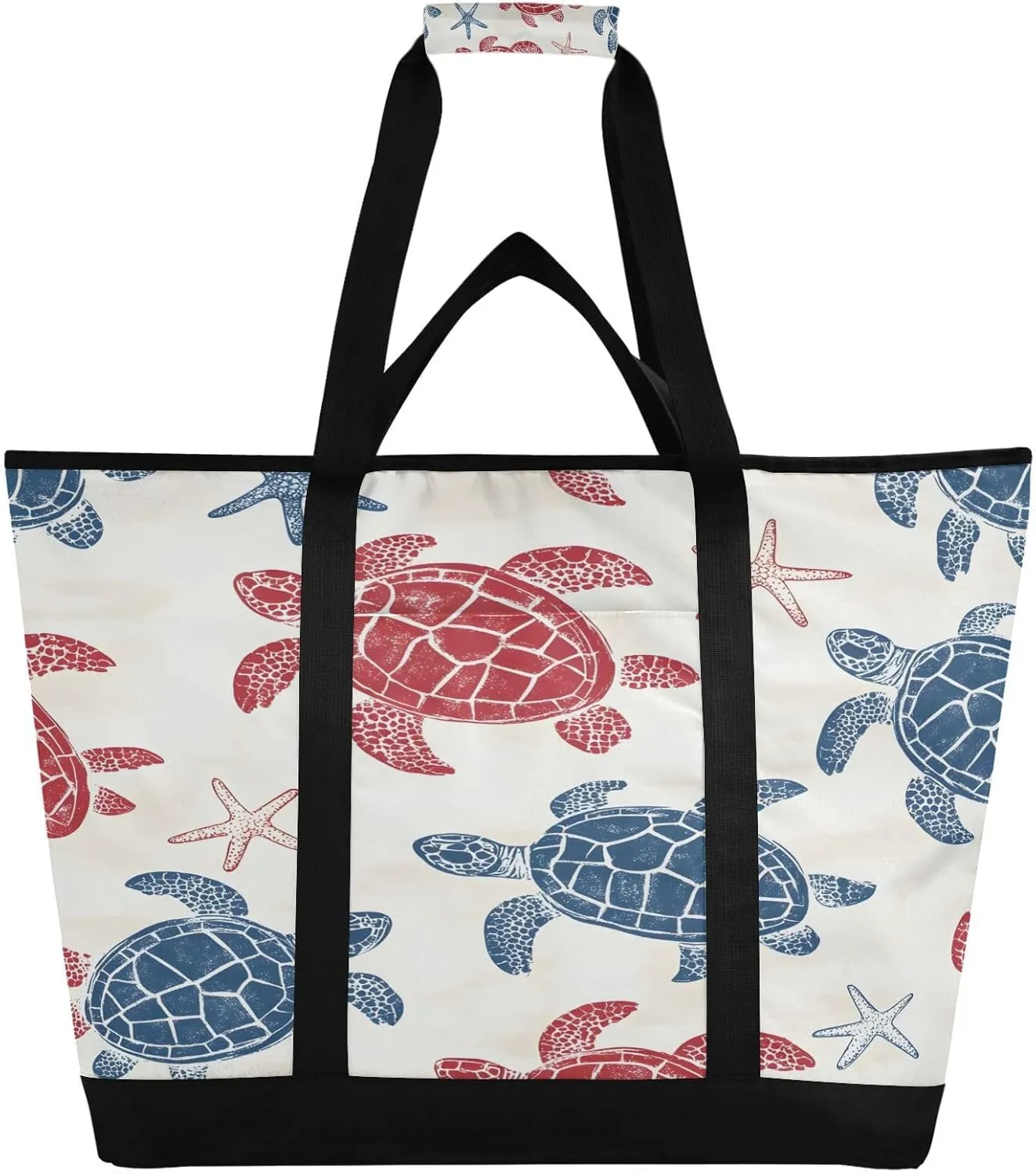 Red and Blue Sea Turtles Reusable Insulated Lunchbox Cooler Bag, Leakproof Kitchen Grocery Bag Collapsible Portable Cooler Tote Bag for Picnic, Camping, Office, Travel