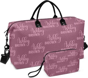 Red Custom Travel Duffel Bag with Toiletry Bag Personalized Name Weekender Bag for Travel Business Sports Large Gym Duffel Bag Overnight Bag for Women & Men