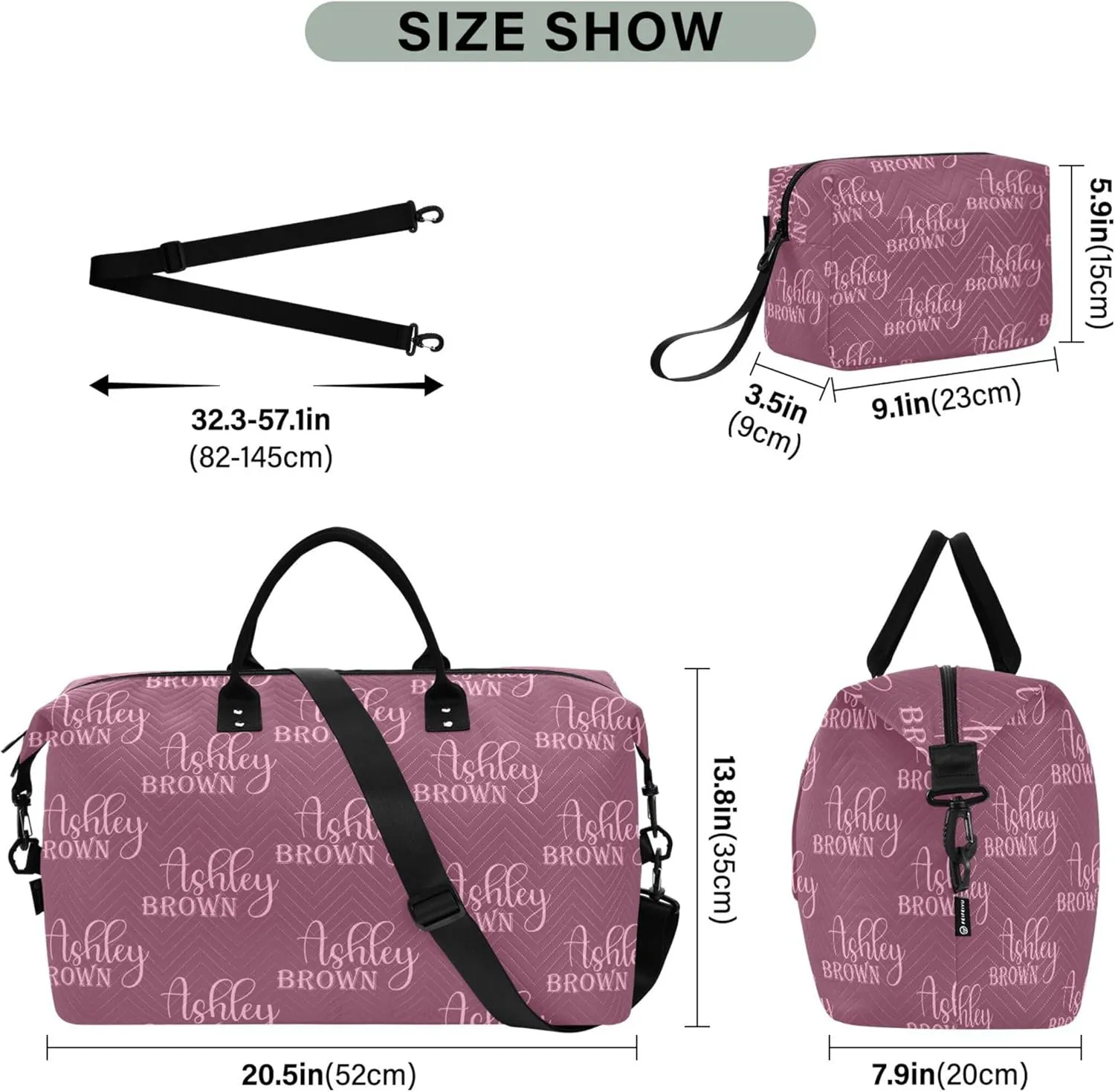 Red Custom Travel Duffel Bag with Toiletry Bag Personalized Name Weekender Bag for Travel Business Sports Large Gym Duffel Bag Overnight Bag for Women & Men
