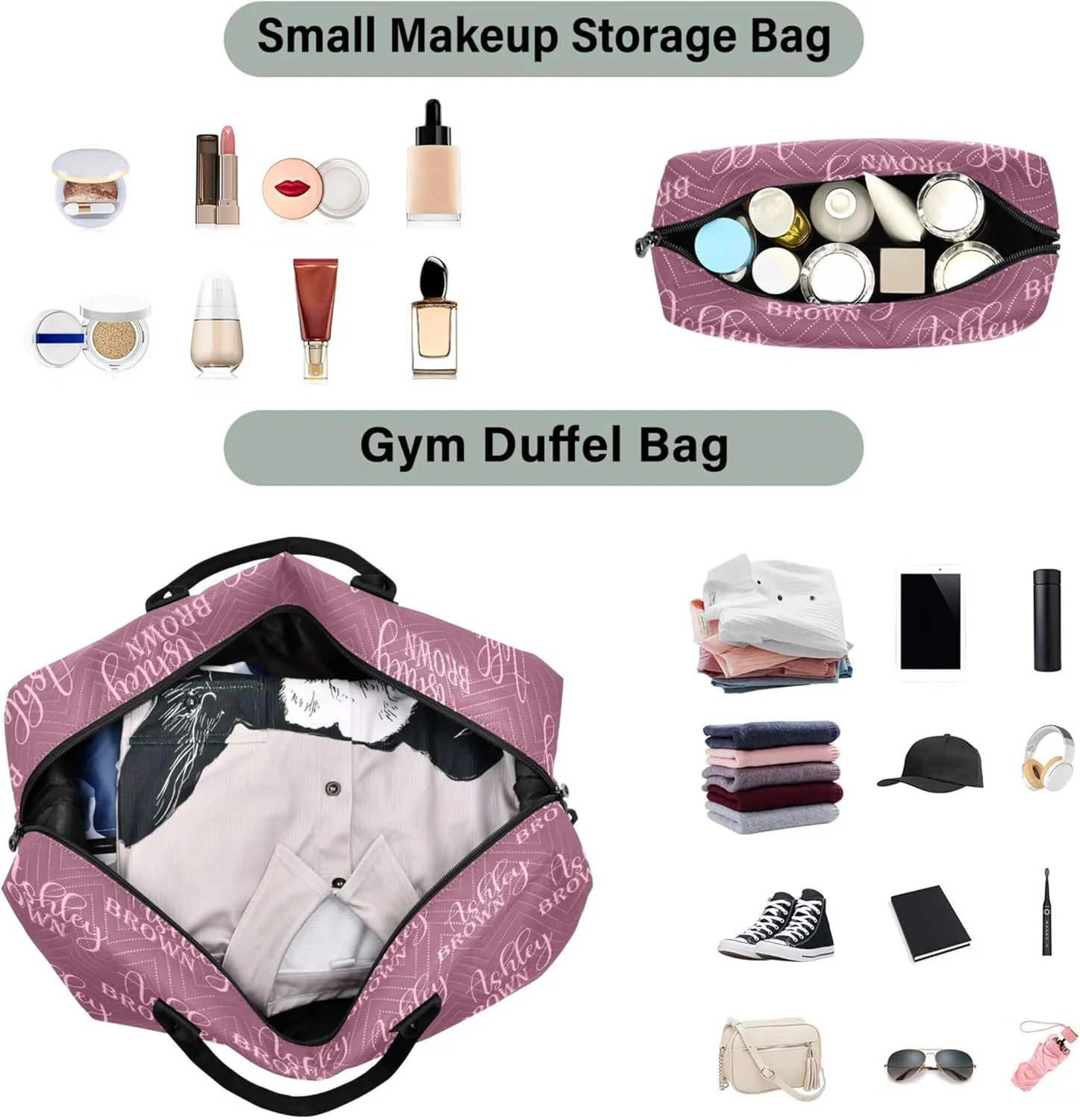 Red Custom Travel Duffel Bag with Toiletry Bag Personalized Name Weekender Bag for Travel Business Sports Large Gym Duffel Bag Overnight Bag for Women & Men