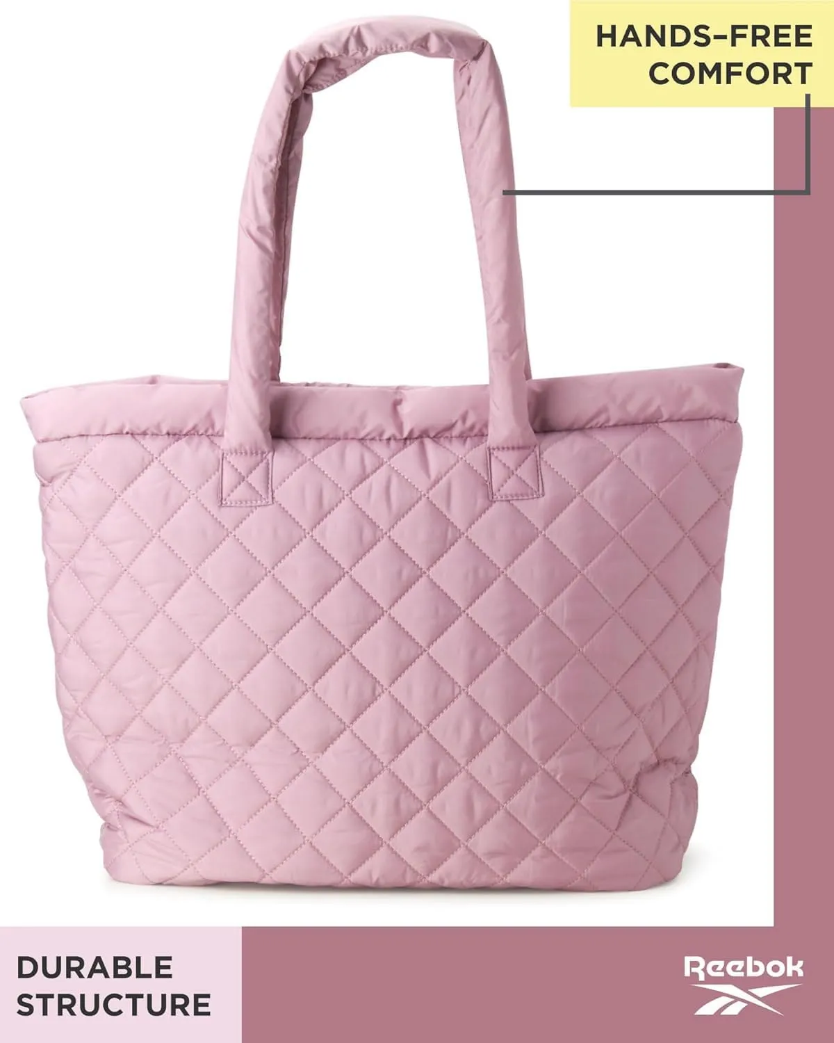 Reebok Women's Puffer Tote Bag - Lightweight Quilted Carry-All Tote Bag for Women - Casual Womens Puffy Shoulder Bags