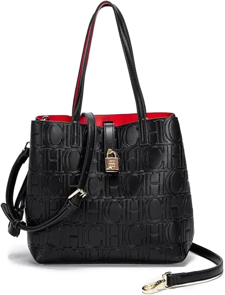 Rejolly Bucket Tote Bag for Women Top Handle Handbag Embossed PU Leather Classic Designer Purse