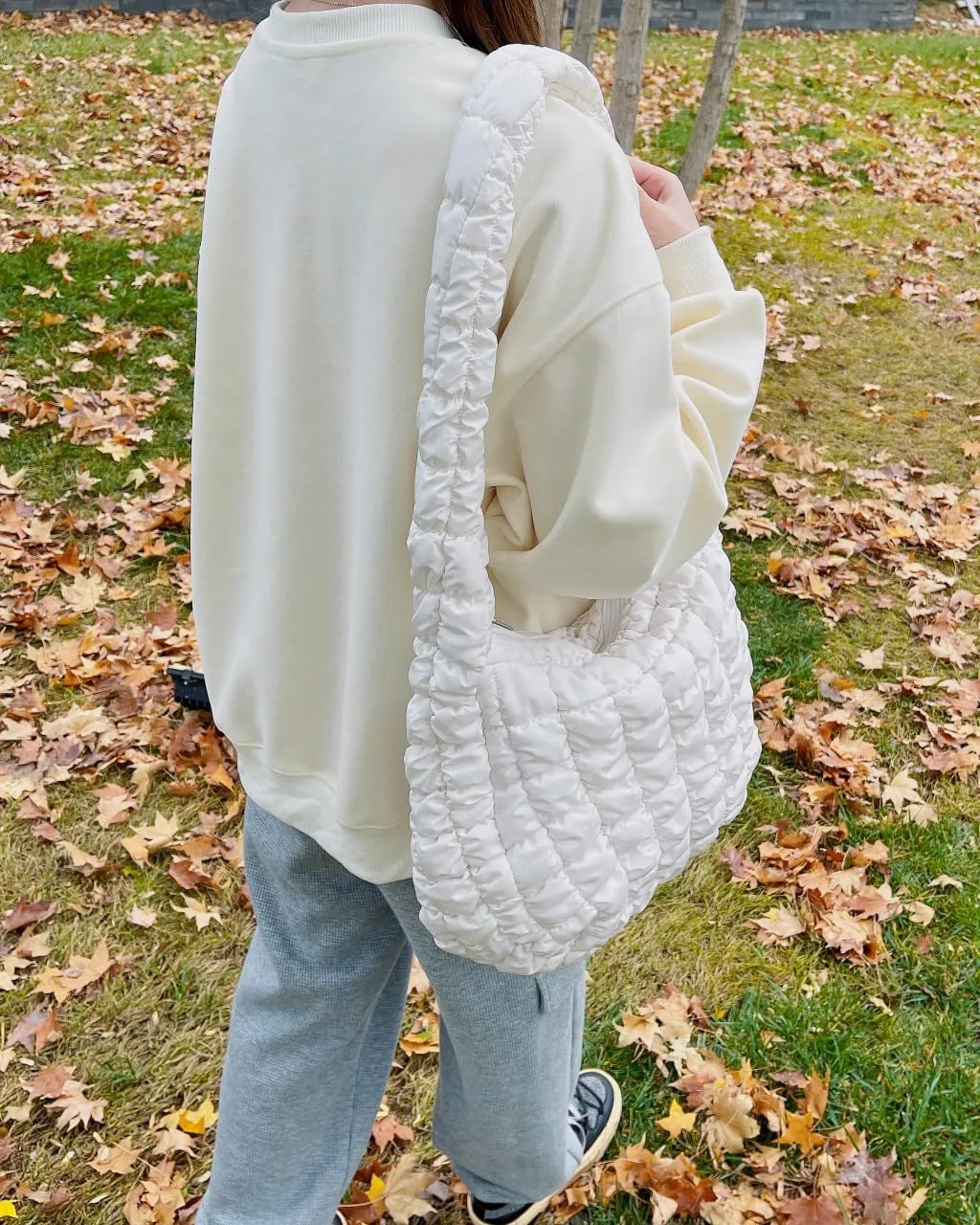 Rejolly Puffer Quilted Shoulder Bag for Women Puffy Bubble Tote Bag Lightweight Nylon Handbag Padded Soft Purse