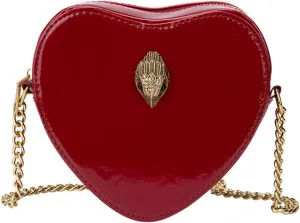 Rejolly Rainbow Stripe Heart Shaped Purse for Women Crossbody Bag Metallic PU Leather Shoulder Bag with Chain Strap