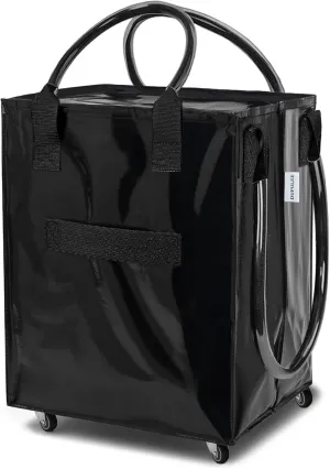 Reusable Grocery Bag On Wheels,Shopping Trolley with Zipper Closure,Rolling Tote,Lightweight&Foldable,Unbreakable Handles,66 lb Capacity(Medium,Black)