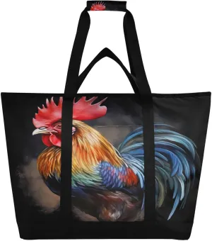 Roosters and Sunflowers Reusable Insulated Lunchbox Cooler Bag, Leakproof Kitchen Grocery Bag Collapsible Portable Cooler Tote Bag for Picnic, Camping, Office, Travel
