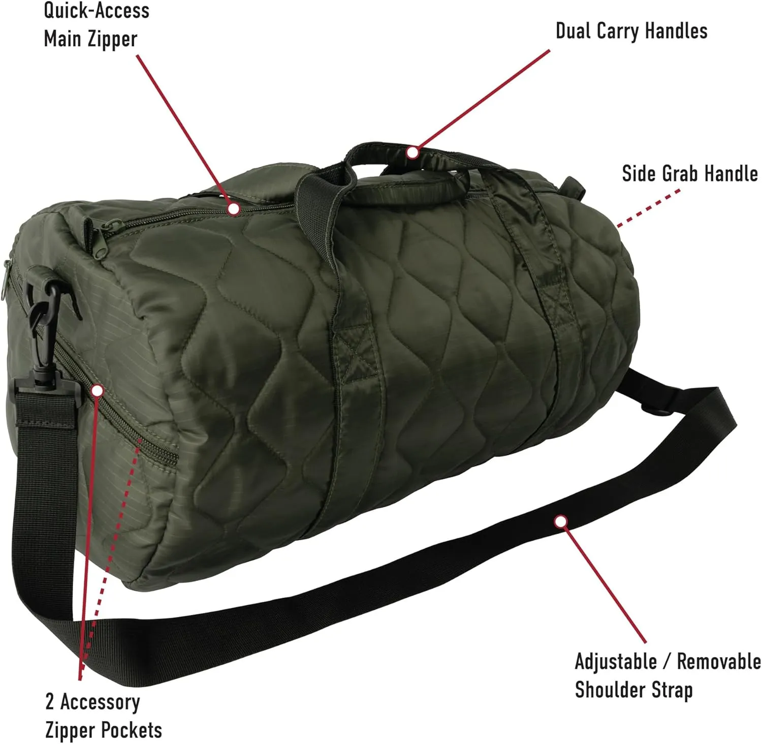 Rothco Lightweight Woobie Duffle Bag – Quilted Casual Travel Gym Clothing Overnight Bag