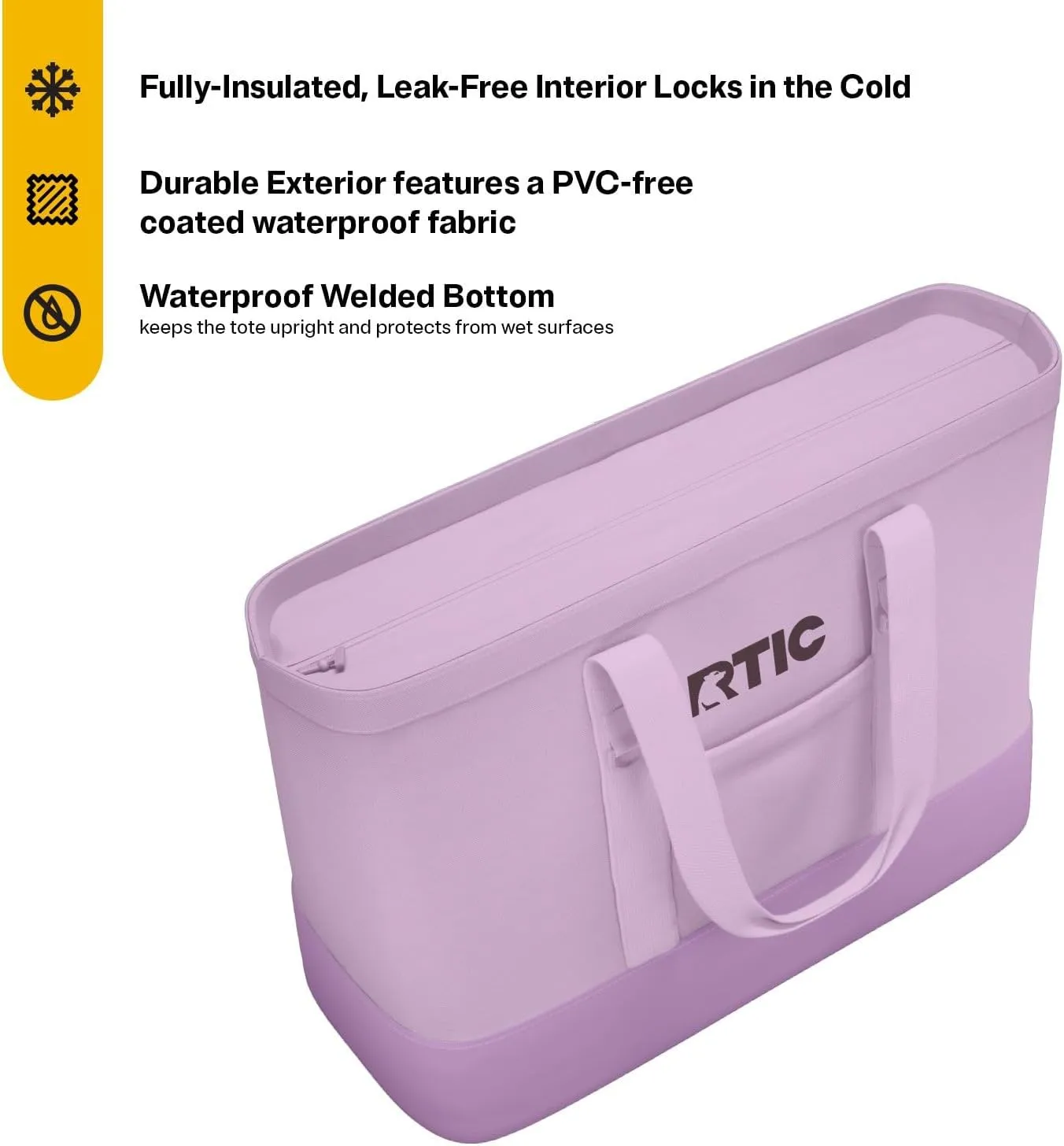 RTIC Everyday Insulated Tote Bag, Large Reusable Thermal Cooler with Zippered Top for Beach, Grocery, Shopping, 35 L Capacity