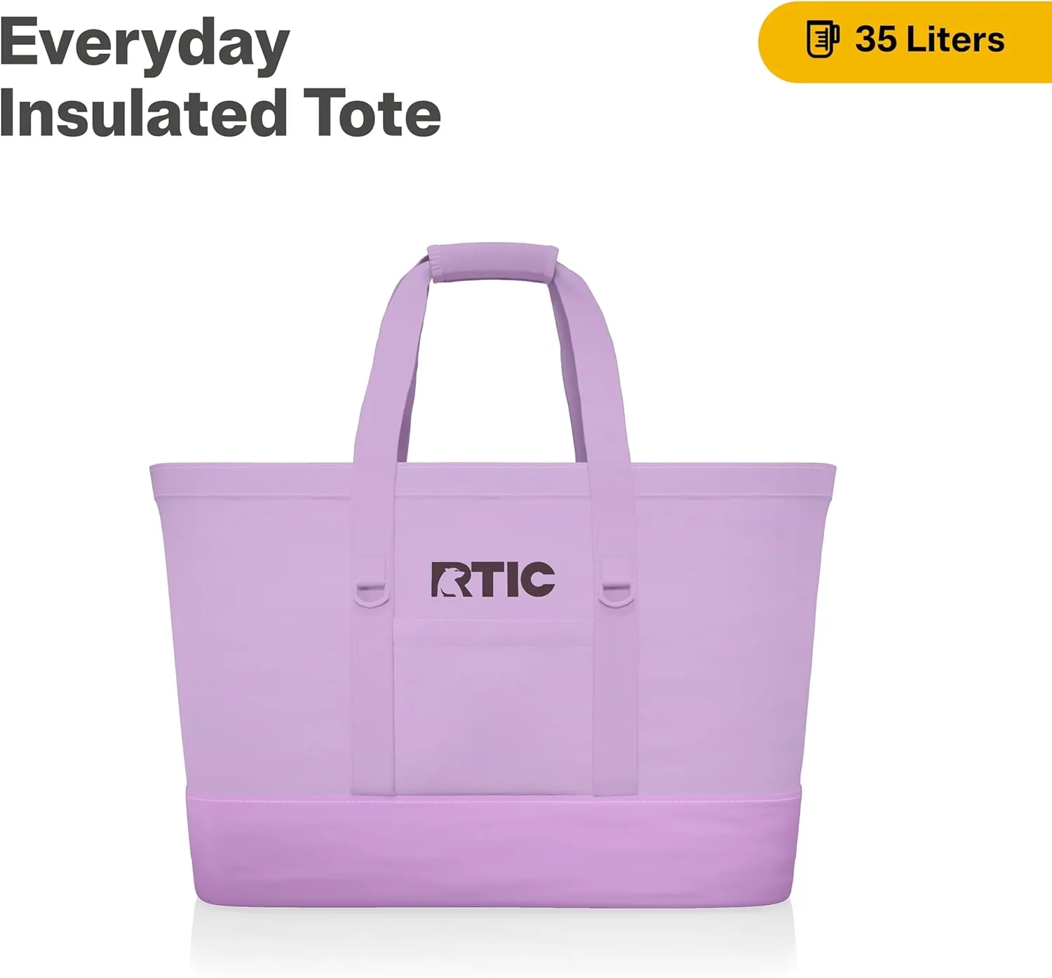 RTIC Everyday Insulated Tote Bag, Large Reusable Thermal Cooler with Zippered Top for Beach, Grocery, Shopping, 35 L Capacity