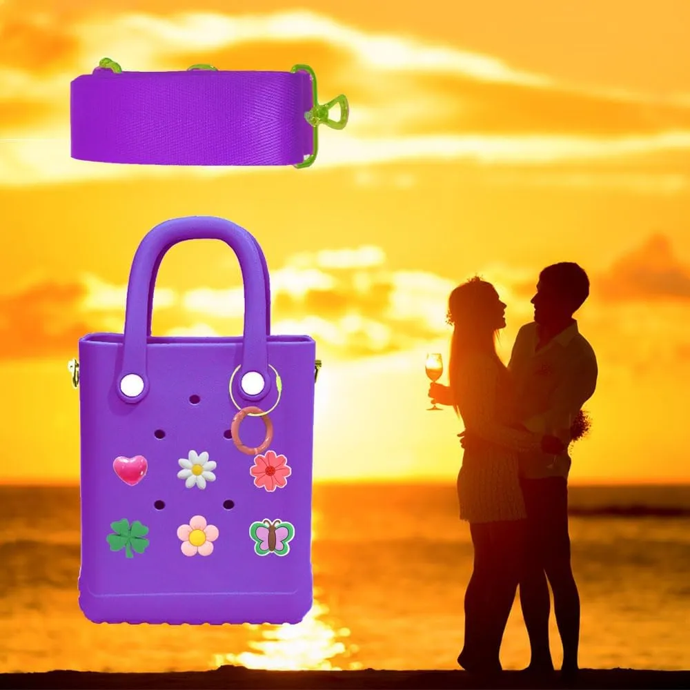 Rubber Beach Bag with Strap, Bitty EVA Tote Bag with 6 Charms