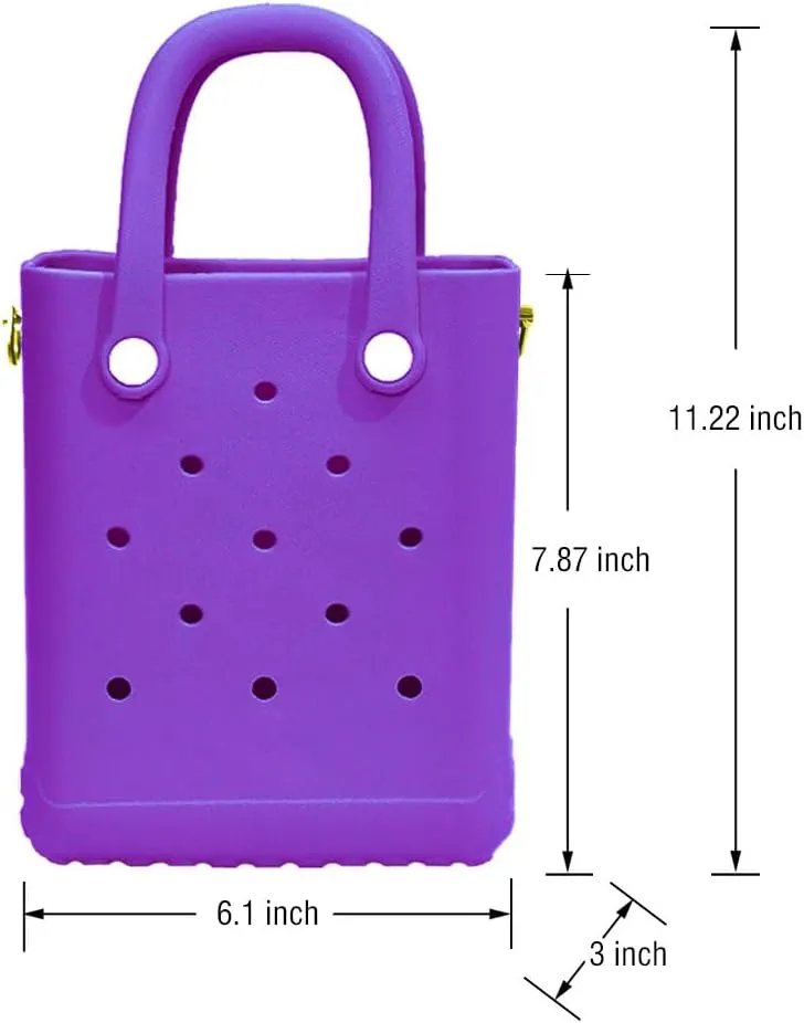 Rubber Beach Bag with Strap, Bitty EVA Tote Bag with 6 Charms
