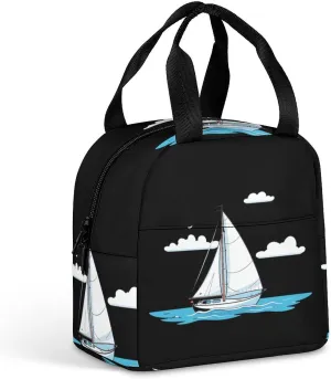 Sailboat Adult Lunch Box Insulated Lunch Bag Reusable Lunch Cooler Bag for Work Office Picnic Beach Travel