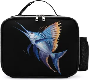 Sailfish Printed Lunch Box Insulated Lunch Bag Lunchbox Meal Tote with Detachable Handle for Work Travel Picnic