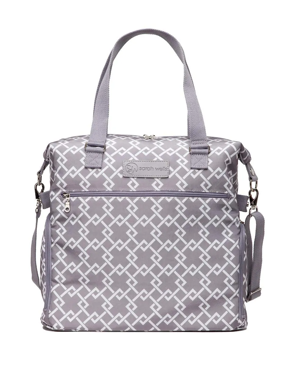 Sarah Wells Lizzy Breast Pump Bag - Compatible with Spectra, Medela, and More - Insulated Cooler Pocket (Grey)