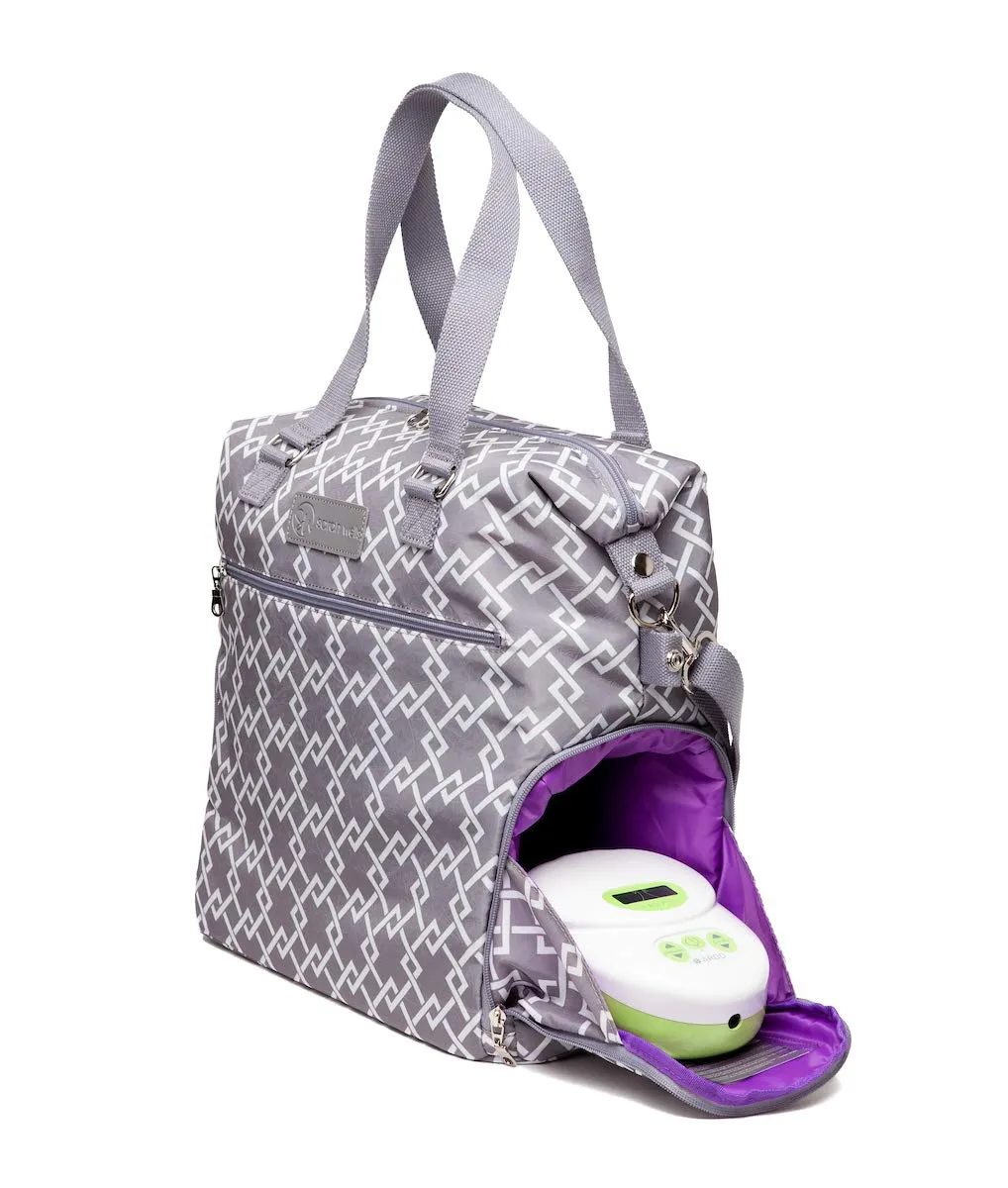 Sarah Wells Lizzy Breast Pump Bag - Compatible with Spectra, Medela, and More - Insulated Cooler Pocket (Grey)