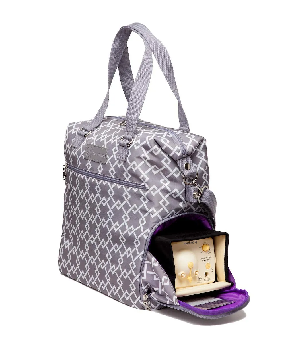 Sarah Wells Lizzy Breast Pump Bag - Compatible with Spectra, Medela, and More - Insulated Cooler Pocket (Grey)