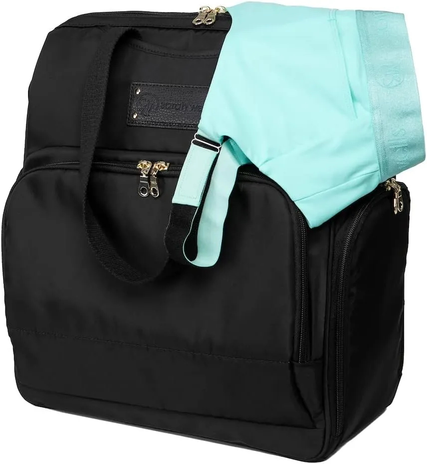 Sarah Wells Norah Breast Pump Backpack for Work & Travel – Insulated Milk Storage, Laptop Sleeve, Stylish Diaper Bag Alternative with Wide-Open Frame – Hands-Free Pumping Bag (Black)