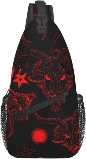 Satan Goat Head Ornament Sling Shoulder Backpack Chest Bag Crossbody Bag Cycling Travel Hiking Daypack Fanny Pack For Men Women Casual Daypack Backpack pattern51
